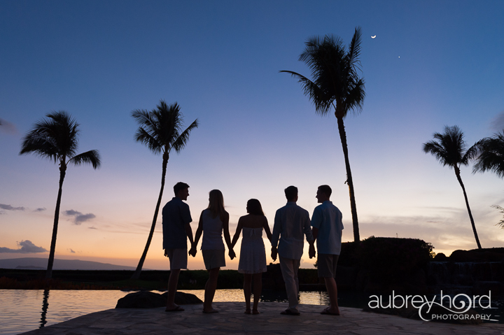 Maui Family Portrait in Twilight with Moon and Venus