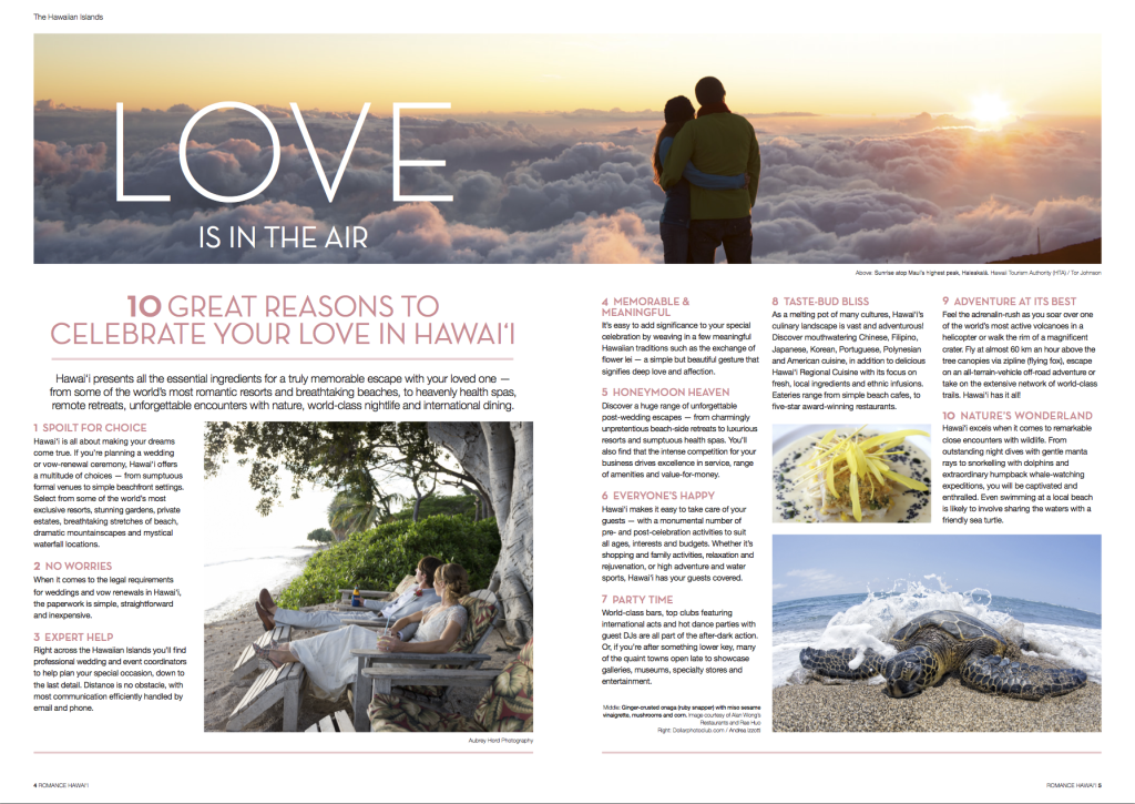 Maui Photographer Aubrey Hord in Hawaii Tourism Oceania Romance Guide 4